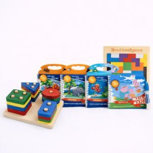 learning combo – tetris puzzle, magic water book & shape sorter (2–6 years)