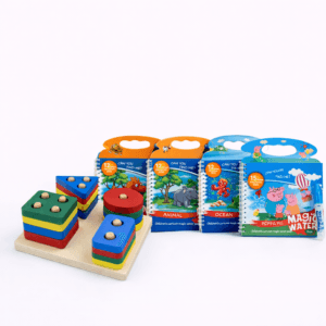 creative starter combo – magic water book & wooden shape sorter (2–6 years)