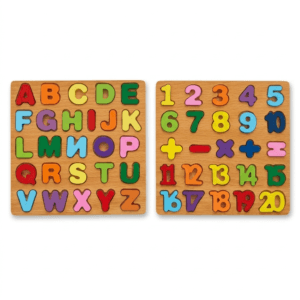 wooden alphabet & number puzzle board for kids | abc + 123 learning educational toy | (2+ years)