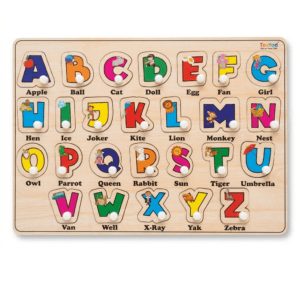 wooden alphabet puzzle board for kids a–z | knob puzzle board for toddlers (2+ years)