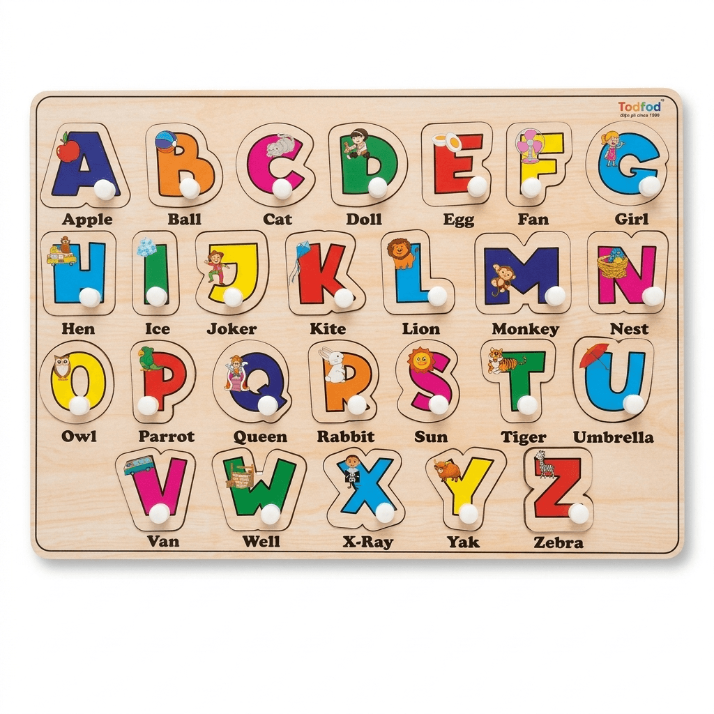 wooden alphabet puzzle board for kids a–z | knob puzzle board for toddlers (2+ years) wooden alphabet puzzle board for kids a–z | knob puzzle board for toddlers (2+ years)