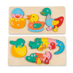 animal life cycle wooden jigsaw puzzle with numbers (pack of 2) | (2+ years)